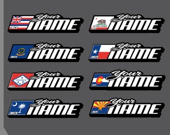 State Flag Name Vinyl Decal: Personalized