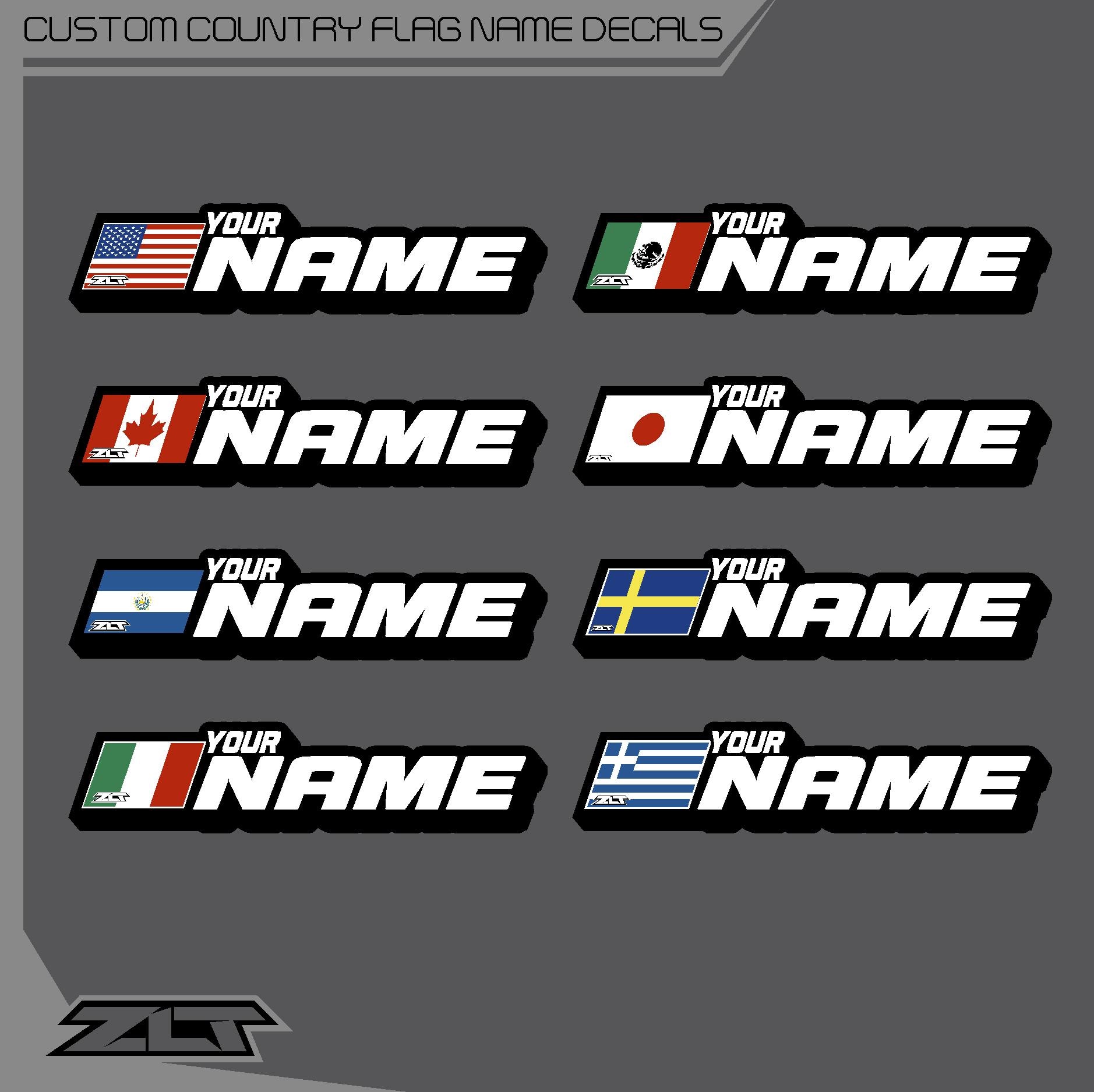 Flag Name Labels Custom Country Flag Name Decal | Personalized Vinyl Stickers - Etsy