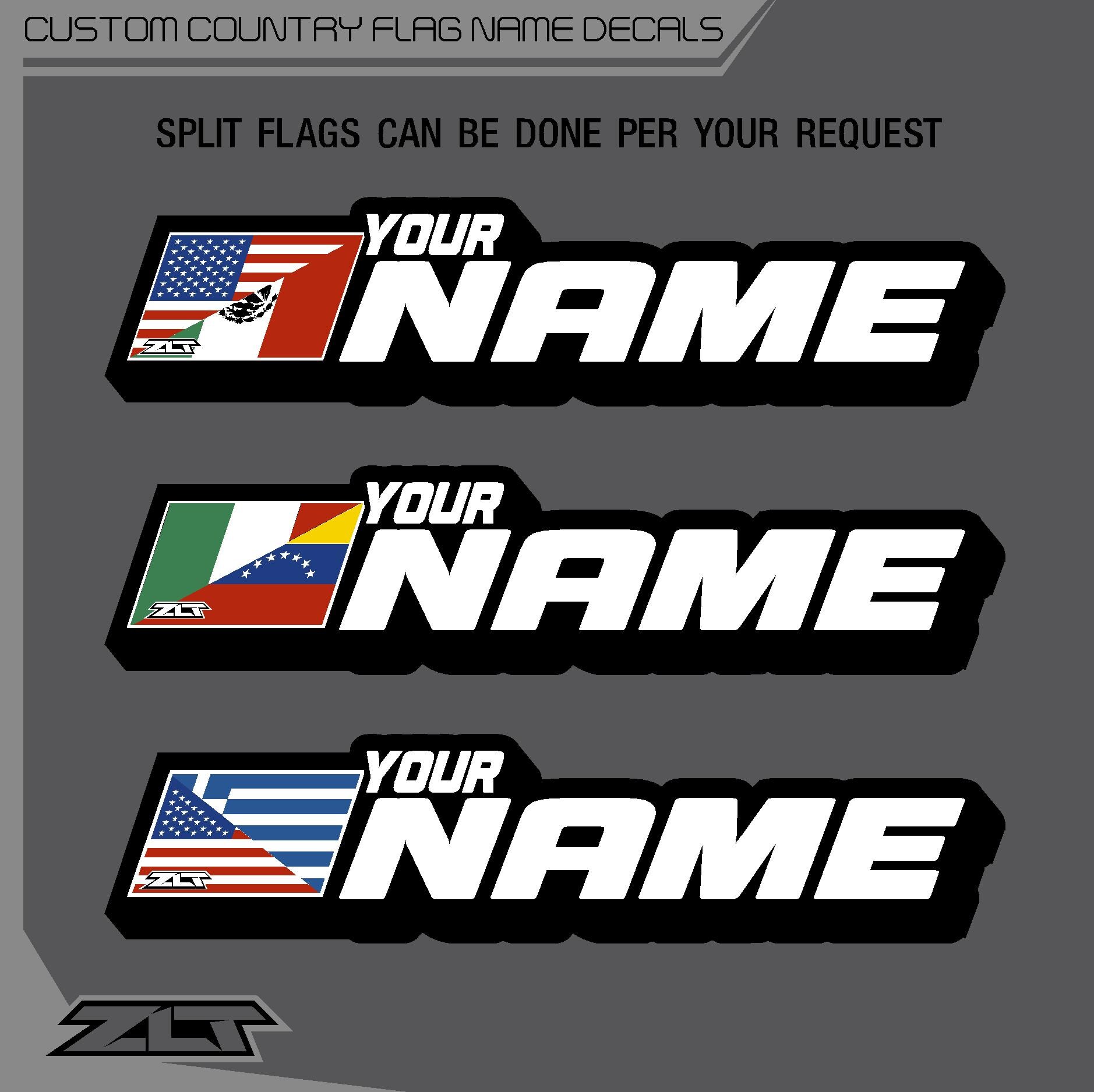 Custom Country Flag Name Decal | Personalized Vinyl Stickers - Etsy