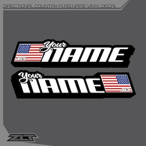 Directional Country Flag Name Vinyl Decal: Personalized