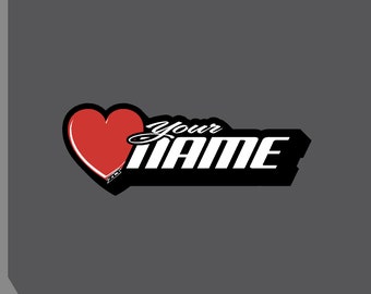 Heart Name Vinyl Decal: Personalized