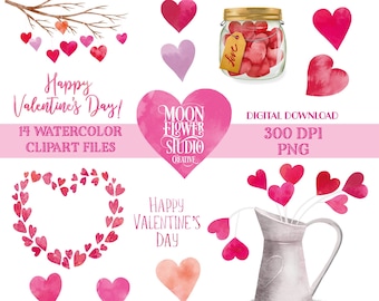 Valentine Watercolor Clipart digital download