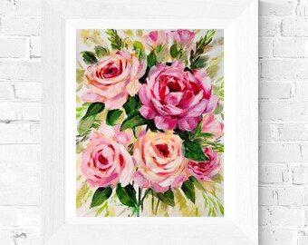 Cabbage Roses Art Poster 11x14 inches unframed