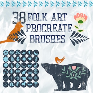 Folk Art Procreate Pinselset - Stempel und Muster