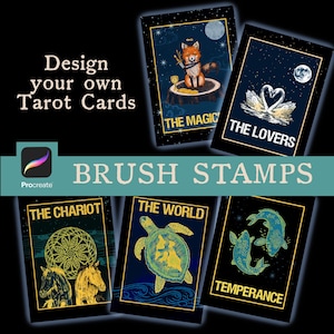 Tarot Card Inspired Procreate Brush Stamps, Digital Download