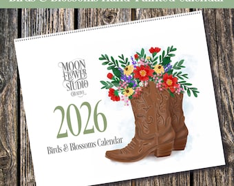 Geïllustreerde natuurkalender Birds & Blossoms 2026