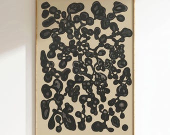 Abstract Black and Beige Art Print, Modern Organic Wall Decor (Instant Download)