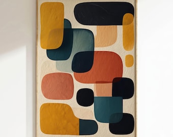 Abstract Shapes Art Print, Warm Colors, Boho Decor (Instant Download)