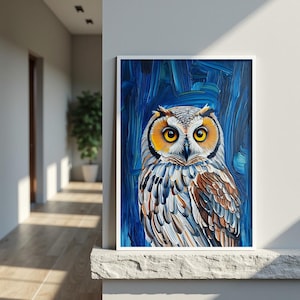 Owl Wall Art Printable | Woodland Bird Painting Digital Download | Nursery Animal Decor | Boho Wildlife Poster for Kids Room & Modern Home