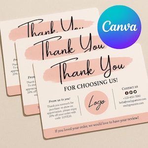 Thank You Card, DIY Marketing Cards Template Design, Thank You For Order Packaging Card, Package Insert Thank You Cards, Small Business Card