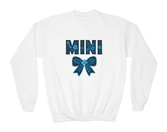 Mini Bow Youth Crewneck Sweatshirt, Cute Gift for Kids, Birthday, Holiday Sweater, Cozy Kids Apparel, Fun Mini Design