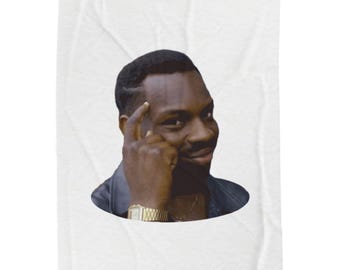 Thinking Man Meme Velveteen Plush Blanket | Funny Internet Meme Throw