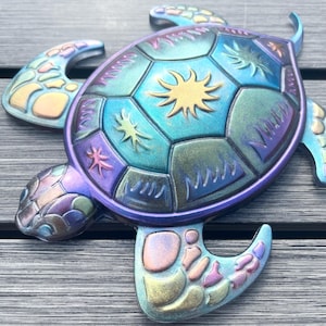 Shimmering tribal turtle handcrafted from epoxy resin