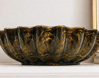 Handgefertigte Vintage-inspirierte schwarz-goldene dekorative Schale