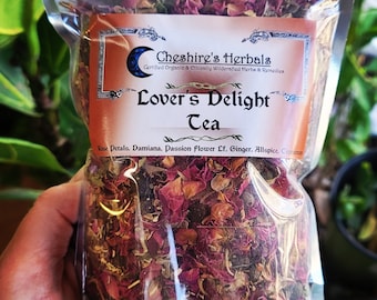 Lover's Delight Tea by Cheshire's Herbals caffeine-free sensual aphrodisiac blend.