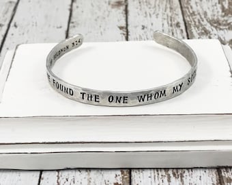 Bible Verse Cuff Bracelet. Song of Solomon 3:4. I have found the one whom my soul loves. Religious.  Spiritual.