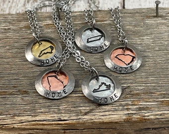Home State Necklace, North Carolina, South Carolina, Georgia, Tennessee, Virginia, Appalachian Mountains, Southern States