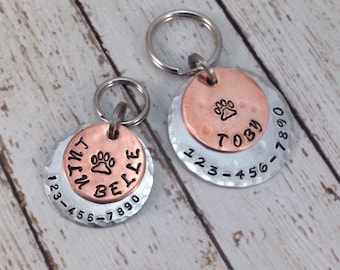Personalized Dog Tag: Hand Stamped Copper & Aluminum Pet ID