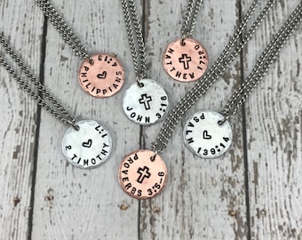 Collar de fe con versículo bíblico - Regalo cristiano - Joyería bíblica - Colgante religioso