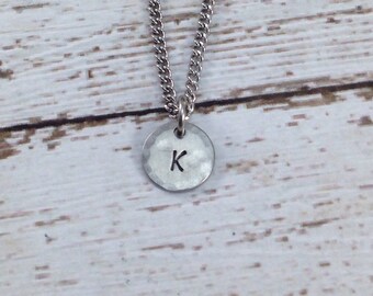 Tiny Initial necklace in stainless steel