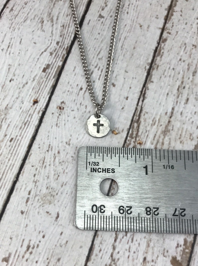 Tiny cross necklace in pewter