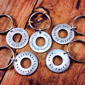 Inspirational Hand Stamped Keychain, wedding, father&#39;s day, birthday, valentine&#39;s day, Mother’s Day, Easter