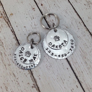 Personalized Dog Tag - pet ID tag - dog collar tag - small/medium dogs - large dogs - handstamped with paw print