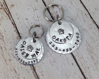 Personalized Dog Tag: Hand Stamped Pet ID with Paw Print
