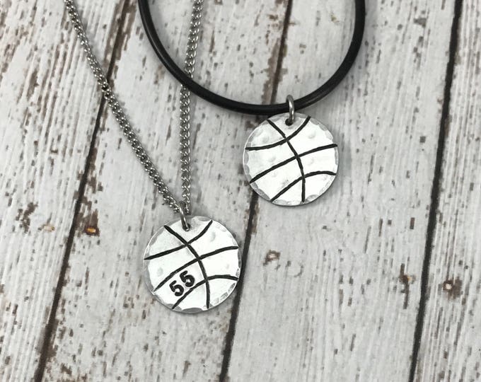 Basketball Necklace with number, Personalized Basketball Necklace, Sports Necklace, Aluminum Basketball Necklace, basketball player gift