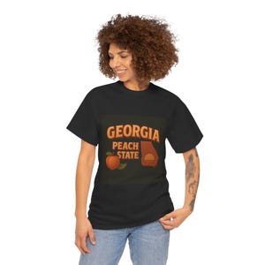 Georgia Peach State Tee, Unisex Cotton T-Shirt, Peach Lover Gift, Southern Pride Apparel, Georgia State Shirt, Peach Festival Wear