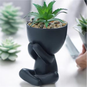 Modern Cute Planter for Desk or Home | Unique Gift for Plant Lovers | Small Indoor Plant Pot for Shelf, Office, Bedroom Decor