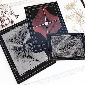 Weltraum Karte Prints - 3er Set - Dunkle Version - Space Kunstdruck - Nebula Art - Astronomie Print - A4 & A5 Print