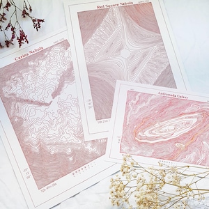 Weltraum Karte Drucke - 3er Set - Light Version - Weltraum Kunstdruck - Nebula Kunst - Astronomie Druck - A4 & A5 Print