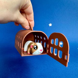 Figura de conejillo de indias impresa en 3D con transportador: regalo para amantes de las mascotas