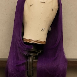 Deep Purple Lace Front Wig – Human Hair, HD Lace, 180% Density, Pre-Plucked Hairline