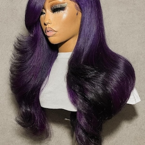 Purple Ombre Layered Lace Front Wig – HD 13x6 Pre-Plucked Human Hair Unit, Full Body & Install-Ready