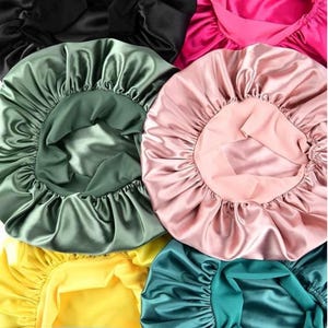 Luxury Satin Sleeping Bonnet: Double Layer, Adjustable Tie