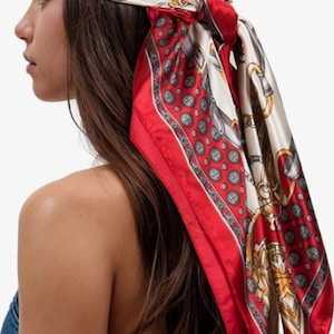 Luxury Satin Head Scarf: 35&quot; Square Silk-Feel Hair Wrap