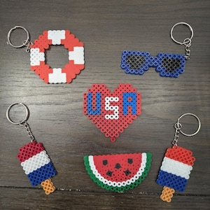 Summer Keychains: Handmade Perler Bead Designs | Mini Sparks by Abigail