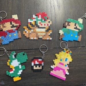 Handmade Super Mario Inspired Perler Bead Keychains