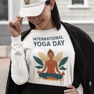 International Yoga Day Clipart - Meditating Woman PNG JPG | Mindfulness Digital Art | Yoga Sticker | Sublimation Design