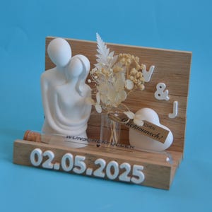 Geldgeschenk Hochzeit personalisiertes Hochzeitsgeschenk standesamtliche Hochzeit Wunscherfüller Raysin Vögel Reagenzglas Trockenblumen