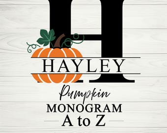 Lettres monogramme citrouille d'automne PNG : Clipart initiales d'automne (téléchargement numérique)