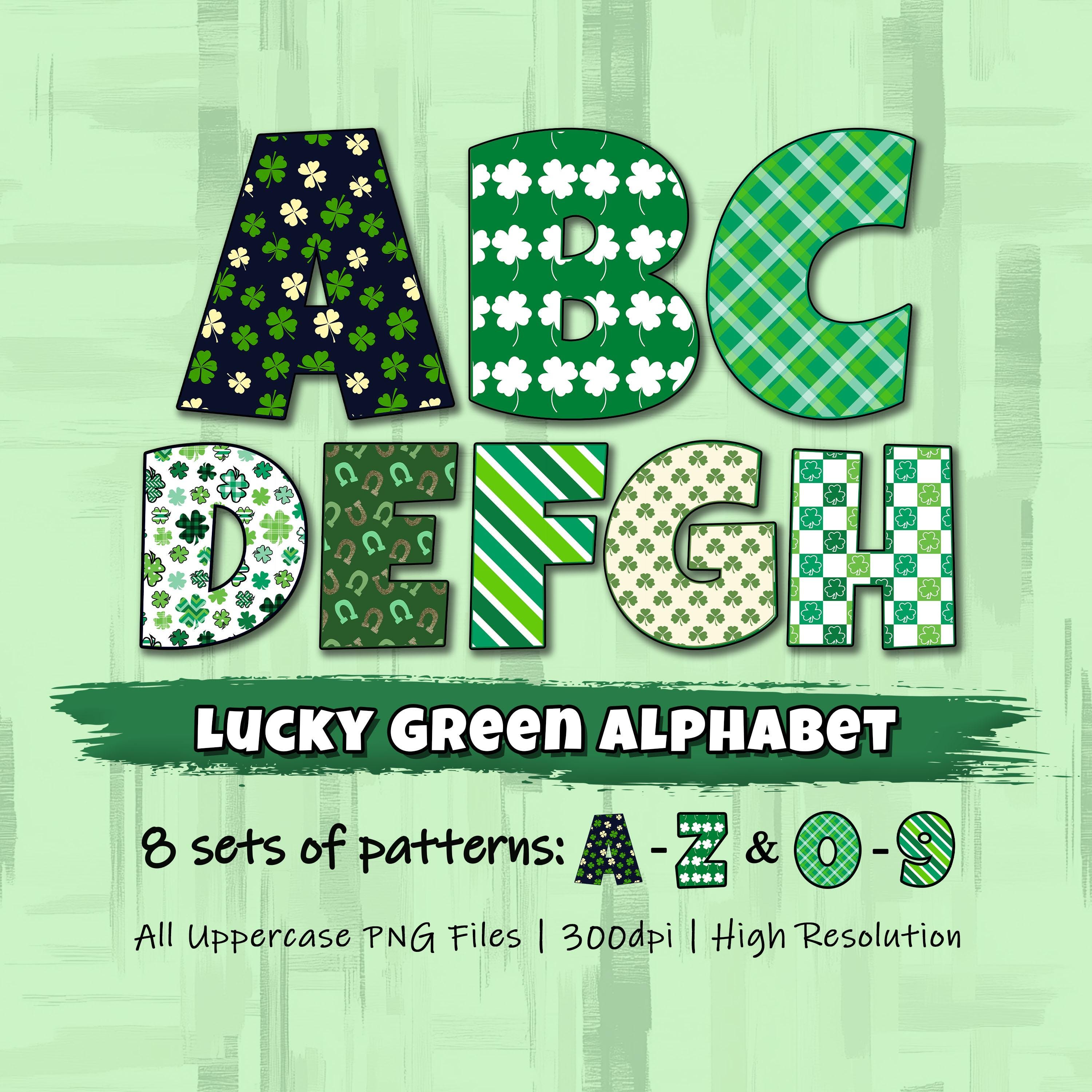 St Patrick’s Day Alphabet PNG Bundle, Shamrock Letters, Lucky Green ...