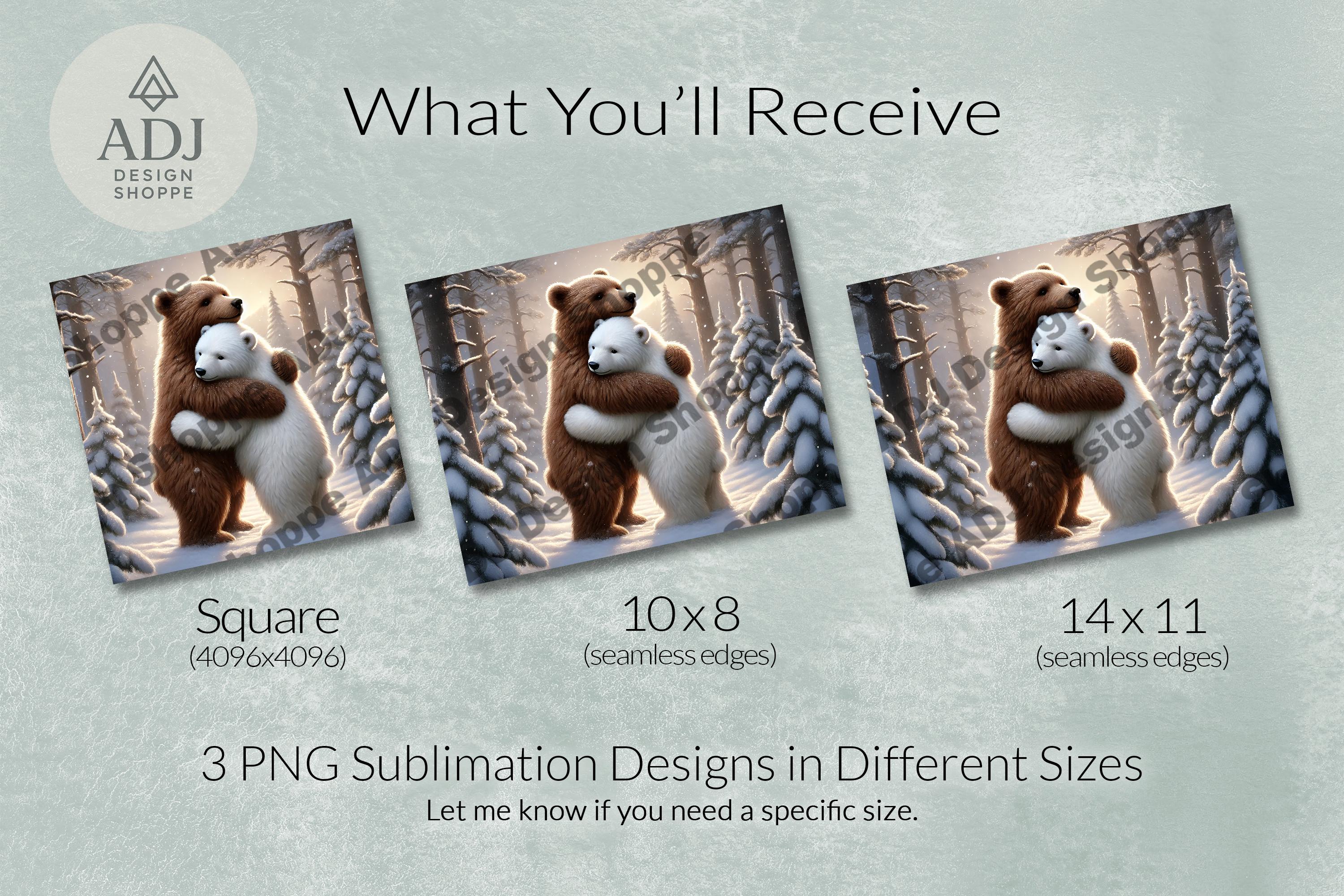 クマのハグクリップアート：ホッキョクグマとヒグマのハグ（デジタルダウンロード） - Etsy 日本, image size:3000x2000