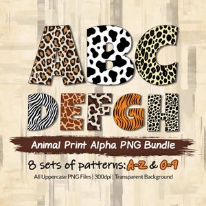 Dierenprint alfabet png-bundel: safariletters clipart (digitale download)