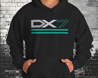 Yamaha DX7 Hoodie, Vintage Synth Sweatshirt, Electronic Musician & Music Producer Gift, DX7 Synthesizer Apparel