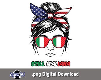 Messy Bun Mom Life Italian PNG: Amerykańsko-włoska duma (pobranie cyfrowe)