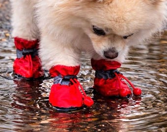 Dog Boots for Small Dogs Fleece Booties Non Slip Shoes Rubber Sole Paw Protection