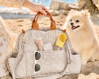 Dog Carrier Bag Small Pet Travel Tote Luxury Quilted Puppy Purse Cozy Portable Bed Stylish
